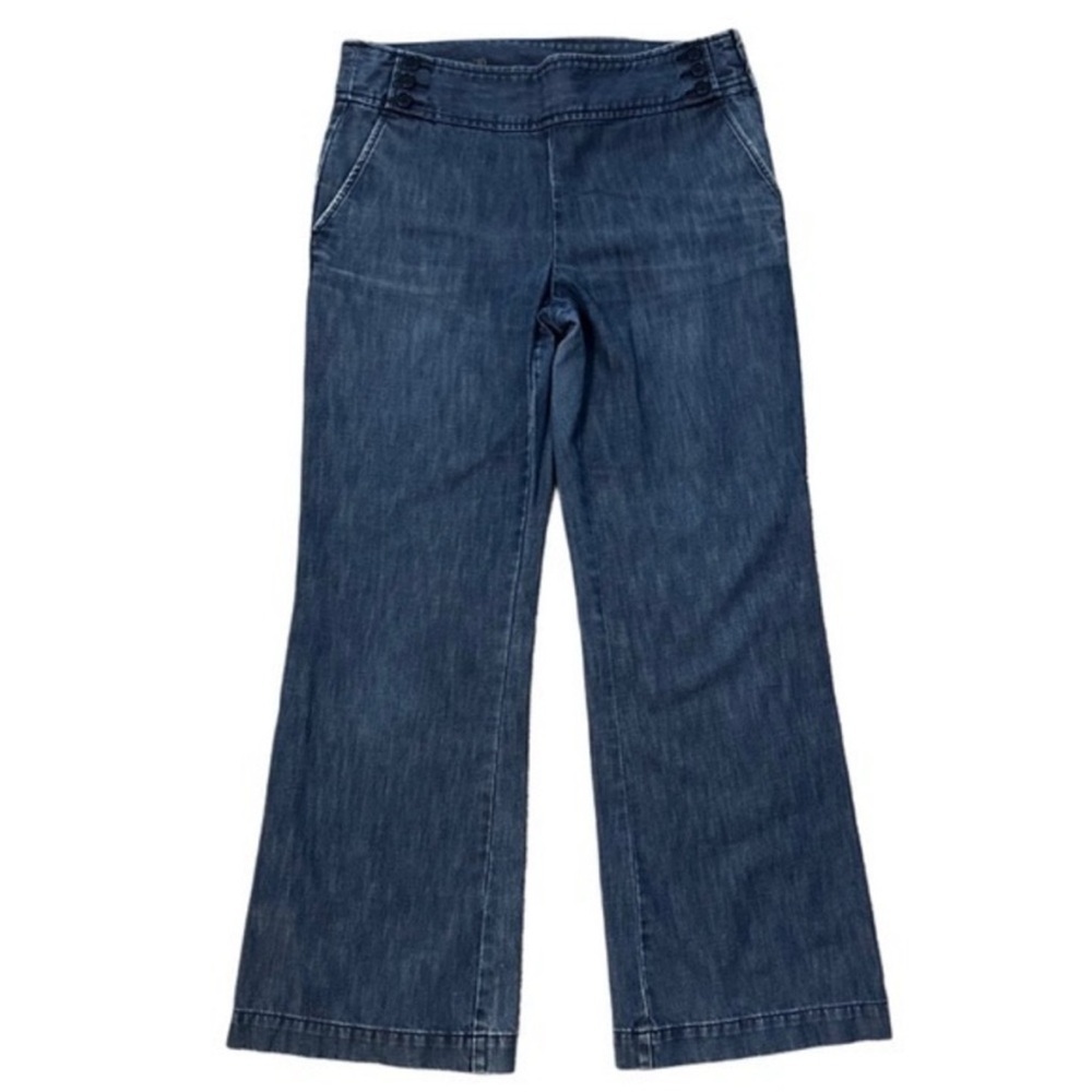 Talbots Signature Denim Linen‎ Blend Wide Leg Trouser Pants 10/30 EXC